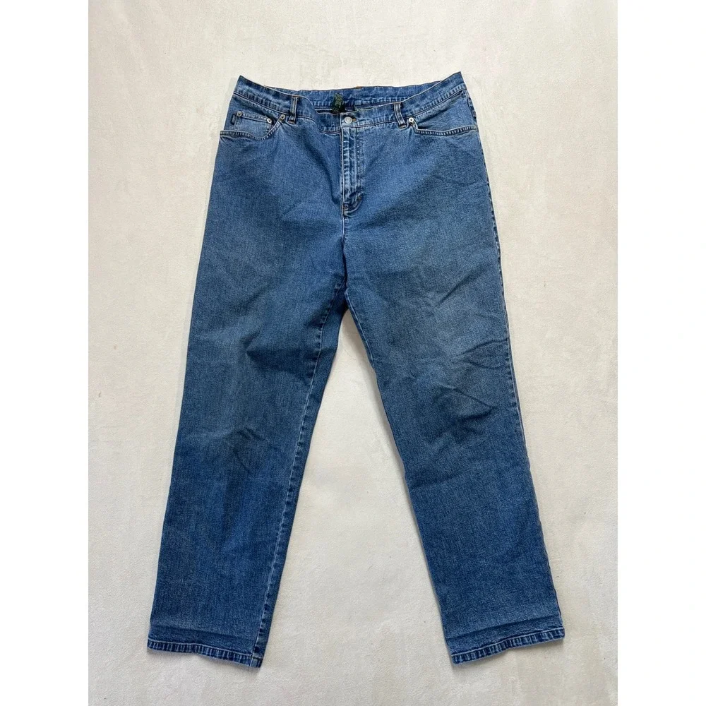 Lauren Ralph Lauren Jeans Co Mens Blue Straight Leg Denim Pants 16W Stretch